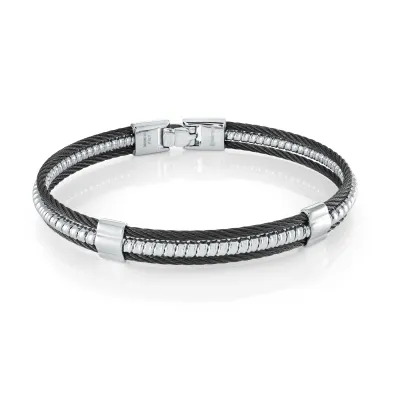 Italgem SMBG129-8.27 Black-IP S.Steel 3 Row-Cable 8.27”-Bangle