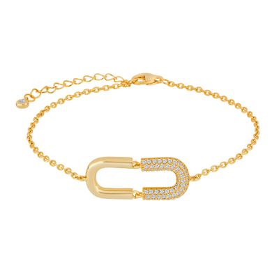 Joanli Nor 80451165920 KORA White CZ Oval Charm Gold Bracelet 23mm