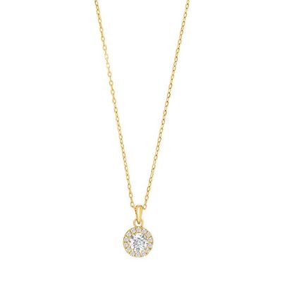 Joanli Nor 20451980900 KATE White Crystal & CZ Round Pendant Gold Necklace 8mm