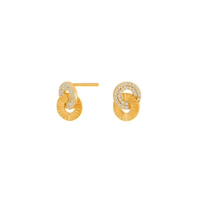 Joanli Nor 30454135900 NINA Gold CZ Interlinked Circle Stud Earrings 9.5mm