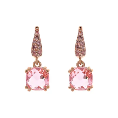 Bronzallure WSBZ02182.TO Pendant Earrings with Nano Square Crystal and Pavé