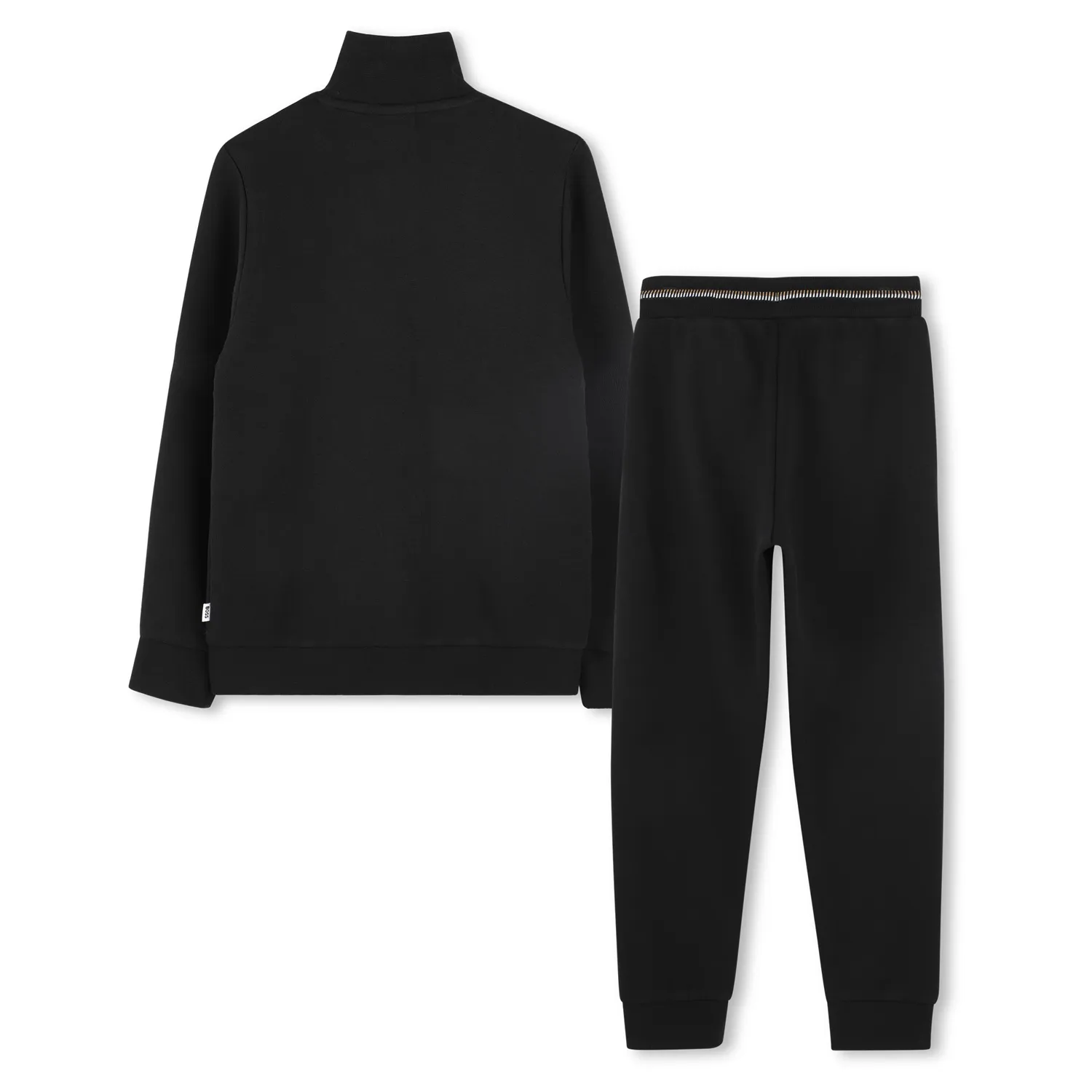 Boss J51965 Boy's Black Zip-Up Jacket W/ Lines Logo 2PC Set with joggers