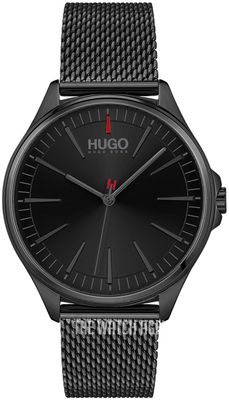 HUGO 1530204 Men Black Steel Mesh & Red Detail Dial – Black