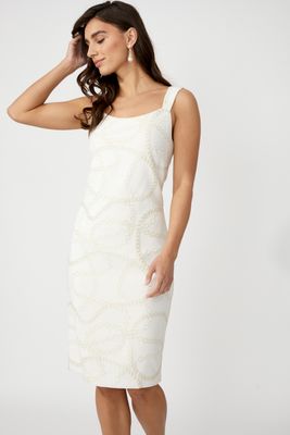 Frank Lyman 258246 Dress Thin Strap Chain Print – Cream Gold