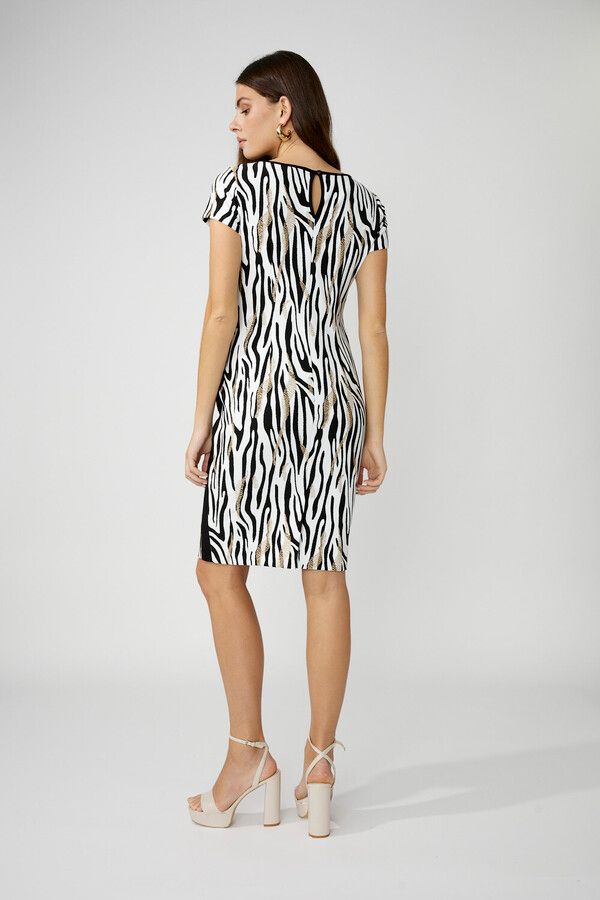 Frank Lyman 256417 Dress S/s Zebra Print – White Black
