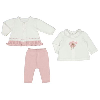 Mayoral 1589 Baby Girl’s Knit 3PC Cardigan Top Pant