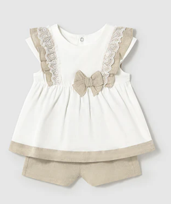 Mayoral 1236 Baby Girl’s Linen Top & Bottom Set