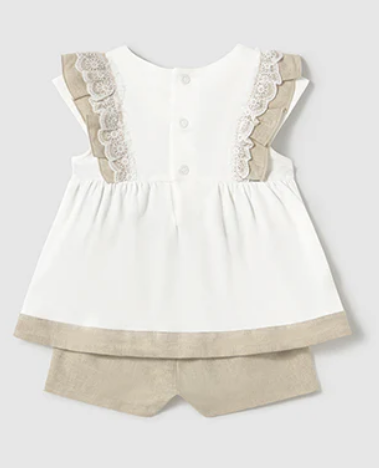 Mayoral 1236 Baby Girl’s Linen Top & Bottom Set