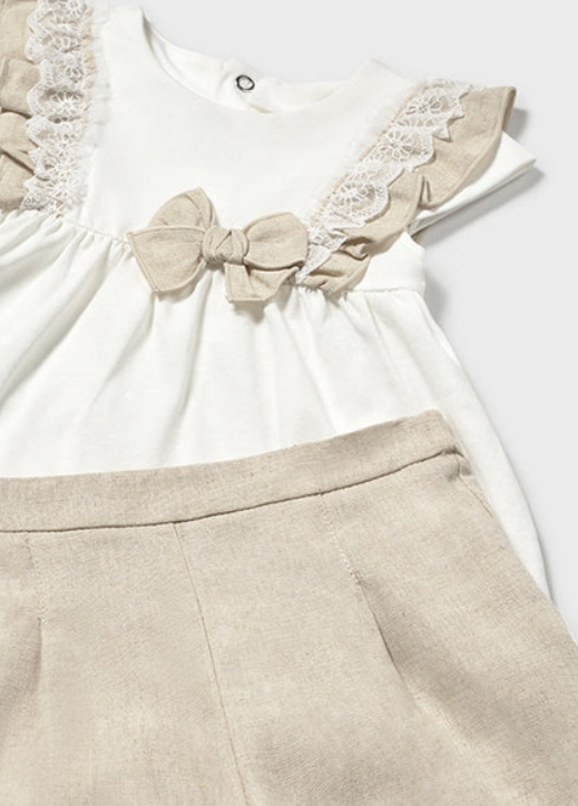 Mayoral 1236 Baby Girl’s Linen Top & Bottom Set
