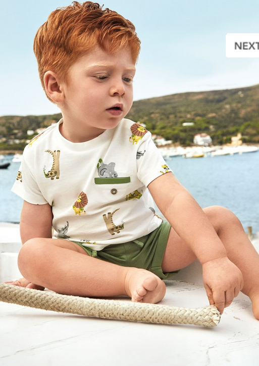 Mayoral 1652 Baby Boy’s 3PC Animal Print T-Shirts & Short Set