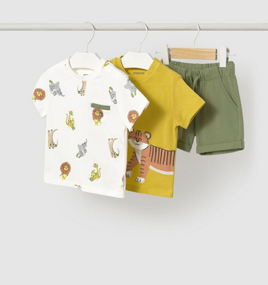 Mayoral 1652 Boy’s 3PC Animal Print T-Shirts & Short Set