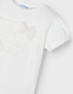 Mayoral 3001 Girls Junior Bow Lace T-Shirt