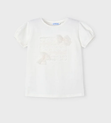 Mayoral 3001 Girls Youth Bow Lace T-Shirt
