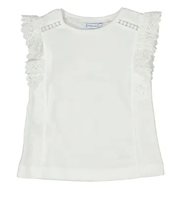 Mayoral 3010 Girls Youth Crochet Short Sleeve Solid T-Shirt