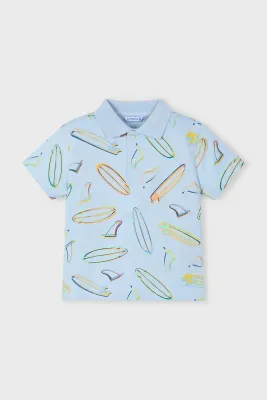 Mayoral 3110 Boy’s SS Polo w/ Surf Board Design/