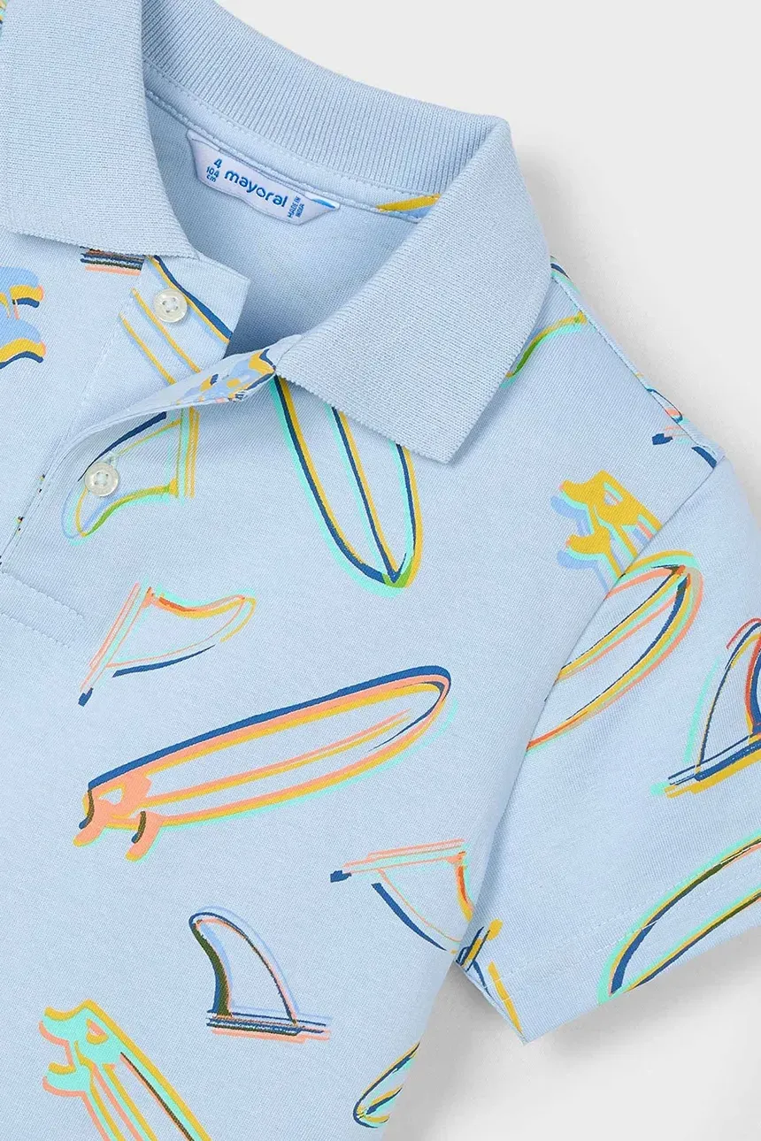 Mayoral 3110 Boy’s Short Sleeve Polo w/ Surf Board Design