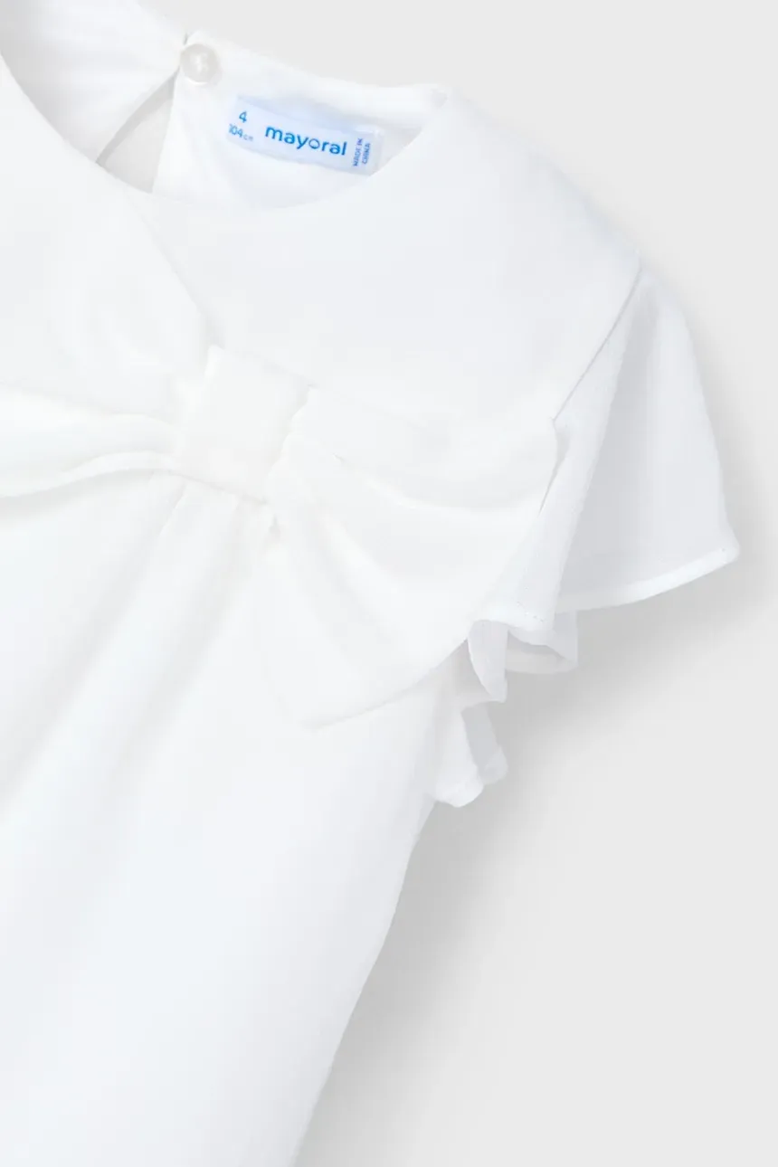 Mayoral 3182 Girl’s Short Sleeve Layered Top w/ Bow
