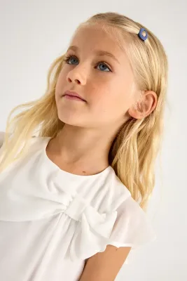 Mayoral 3182 Girl’s SS Layered Top w/ Bow/