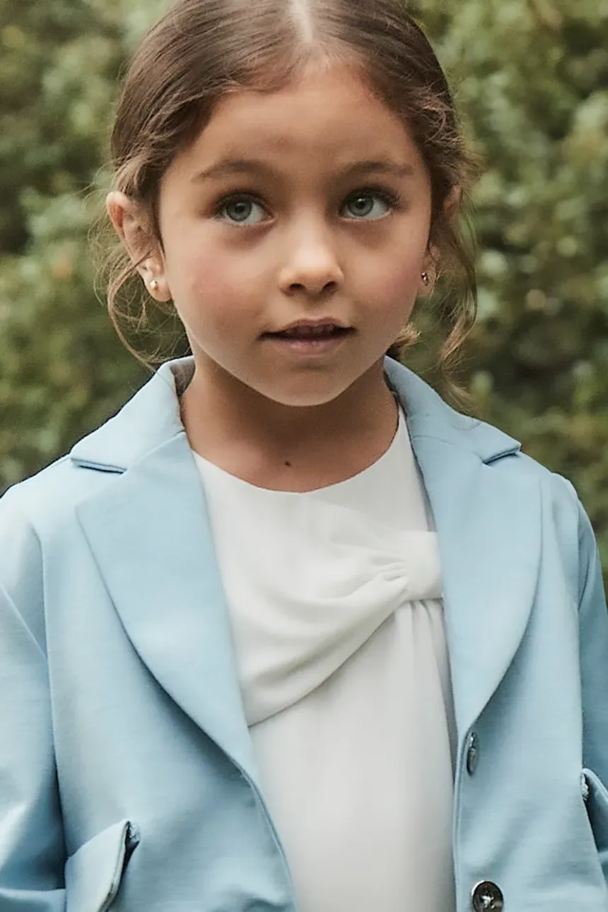 Mayoral 3182 Girl’s Short Sleeve Layered Top w/ Bow