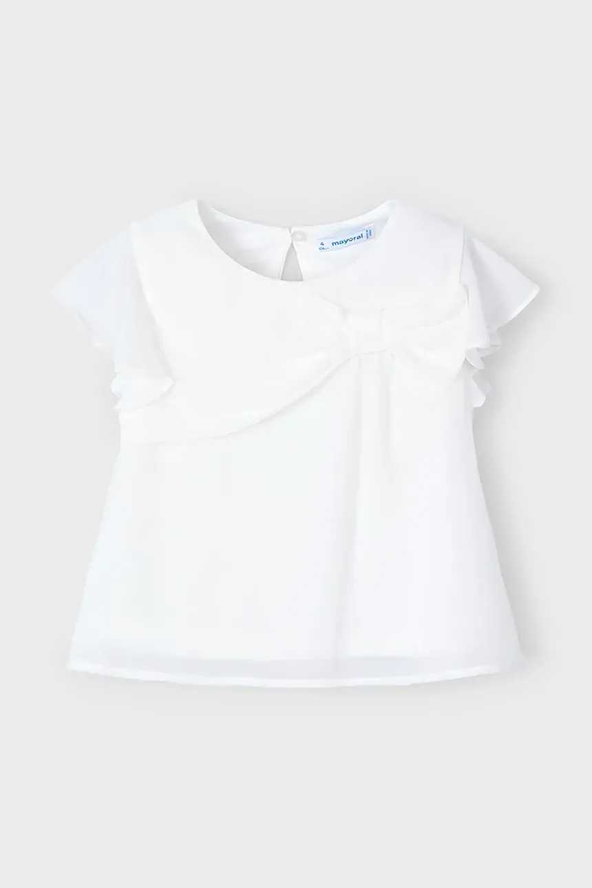 Mayoral 3182 Girl’s Short Sleeve Layered Top w/ Bow