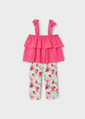 Mayoral 3710 Girls Junior Ruffle Top & Floral Leggings Set