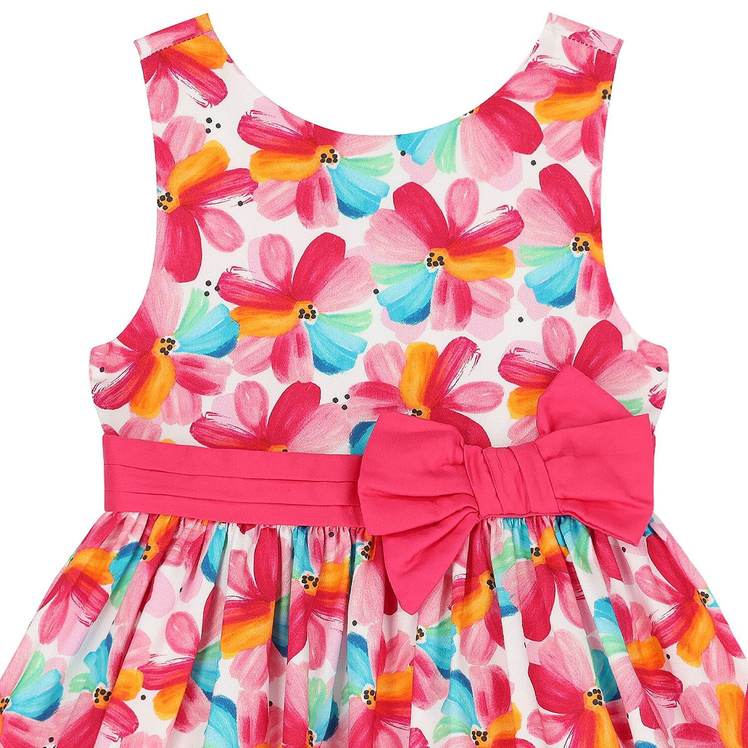 Mayoral 3917 Girl’s Floral Print Dress w/ Bow