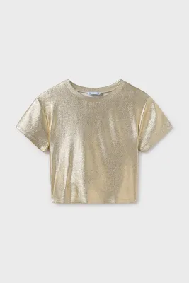 Mayoral 6027 Girls Youth Metallic SS T-Shirt/