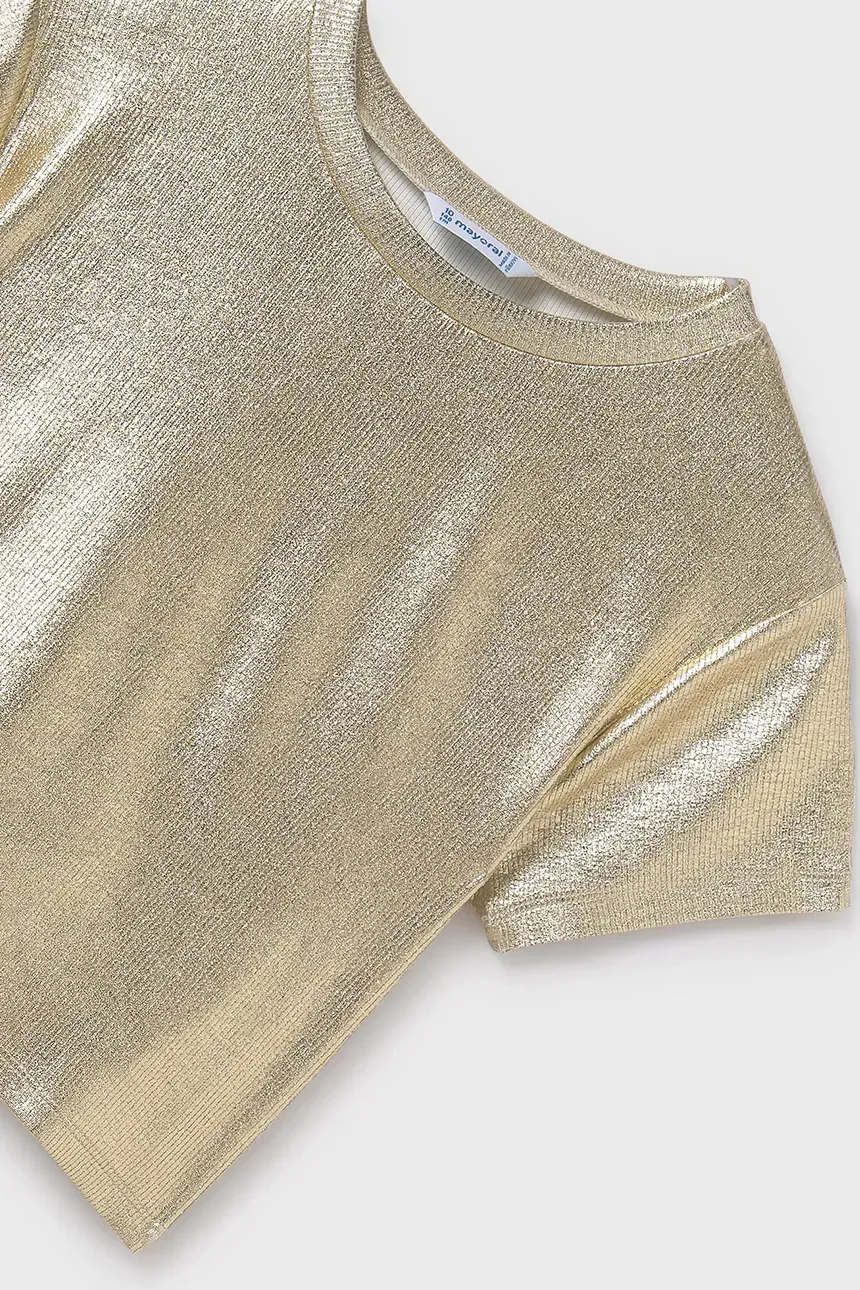 Mayoral 6027 Girls Youth Metallic Short Sleeve T-Shirt