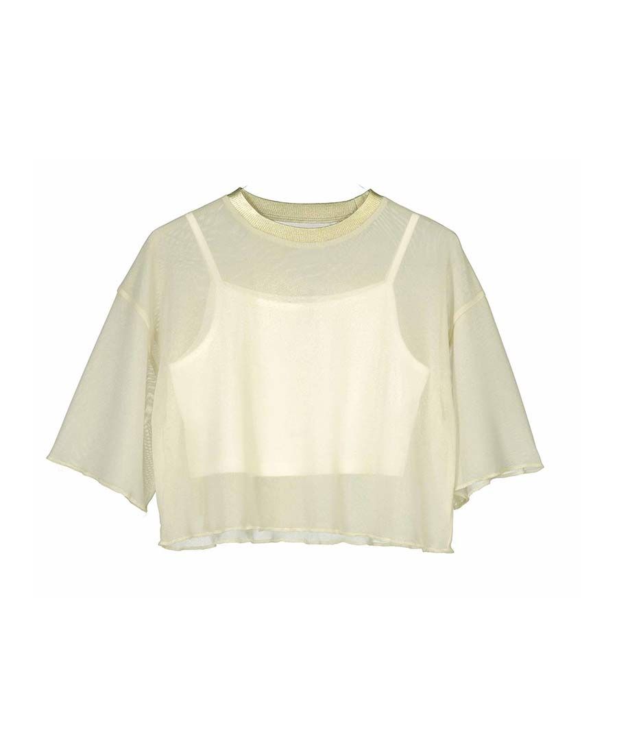 Mayoral 6149 Girl’s Short Sleeve Shimmer Mesh Top & Tank Top Set