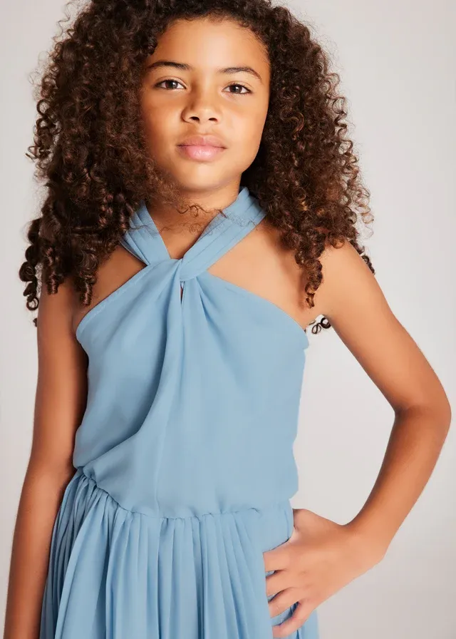 Mayoral 6863 Girls Youth Halter Pleated Romper