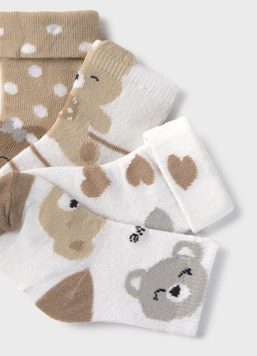 Mayoral 9867 Baby Boxed 4Pair Bear Print Socks