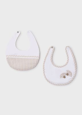 Mayoral 9875 Baby Girls Striped Bibs/2PC