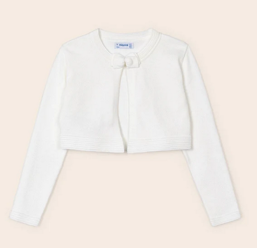 Mayoral 321 Girl's Long Sleeve Basic Knit Cardigan w/ Bow