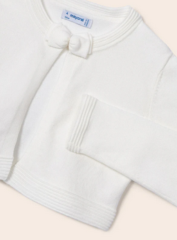 Mayoral 321 Girl's Long Sleeve Basic Knit Cardigan w/ Bow