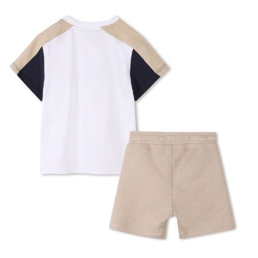 Boss J52120/10P Baby Boy White Top & Beige Short Set/ 2PC