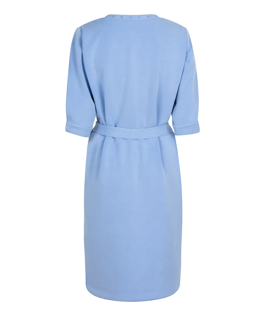 Esqualo SP25.05009 V-Neck Gathered Waist Dress
