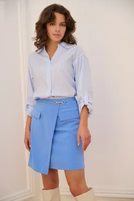 Esqualo SP25.14005 Striped Drop Shoulder Blouse/ BLUE WHITE