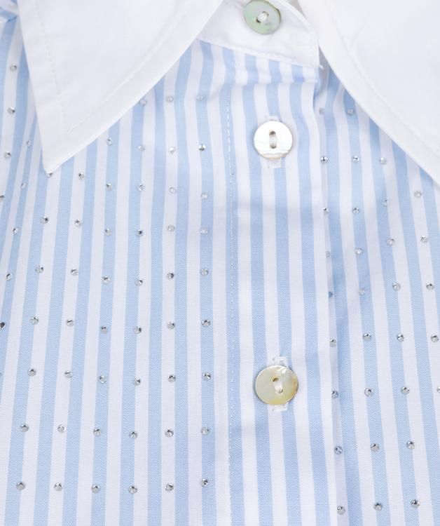 Esqualo SP25.10032 Striped Sparkle Blouse – Blue White