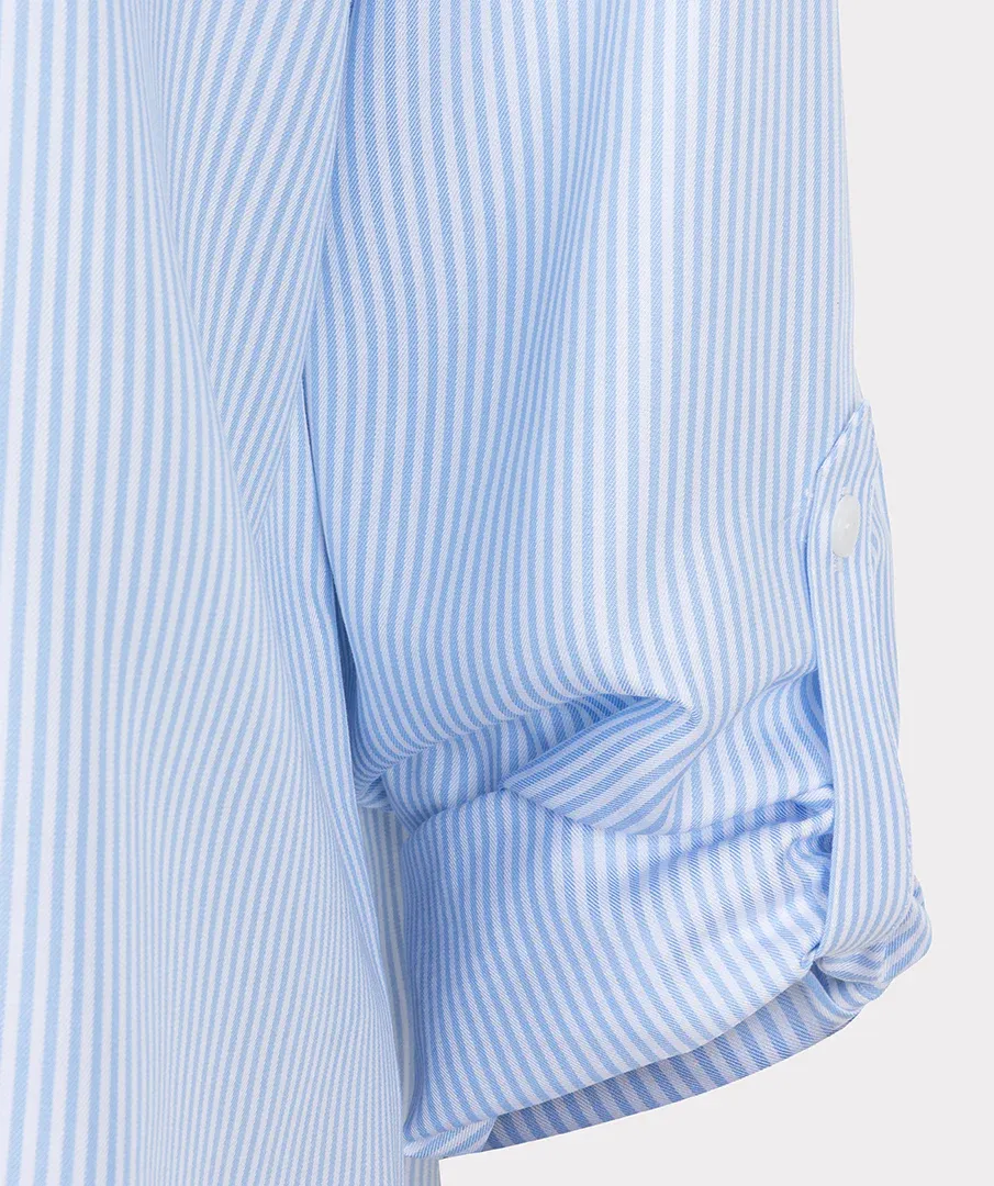 Esqualo SP25.14005 Striped Drop Shoulder Blouse – Blue White