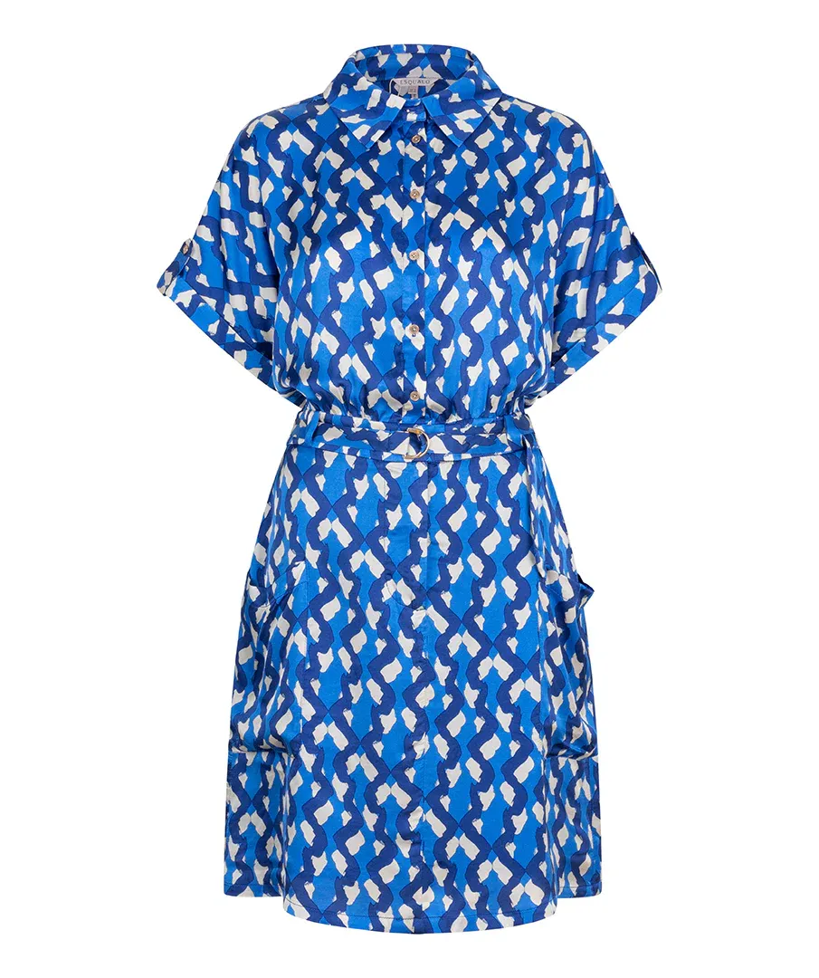 Esqualo SP25.14016 Geo Print Tie Waist Dress