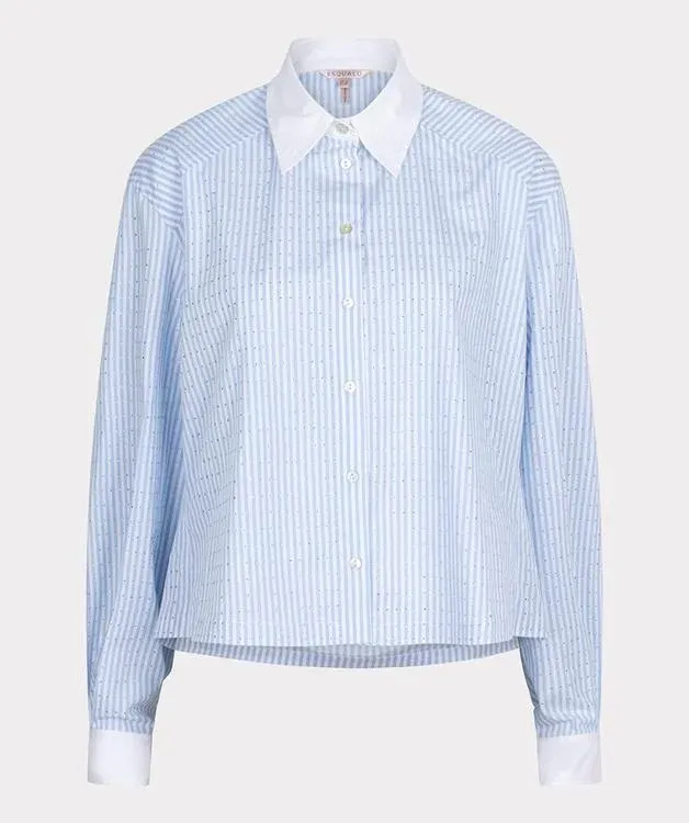Esqualo SP25.10032 Striped Sparkle Blouse – Blue White