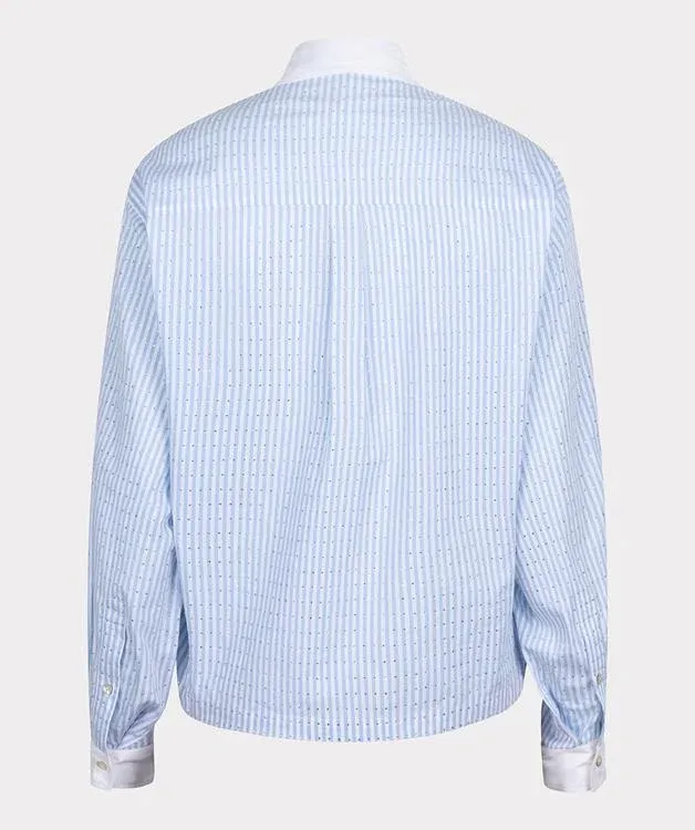 Esqualo SP25.10032 Striped Sparkle Blouse – Blue White