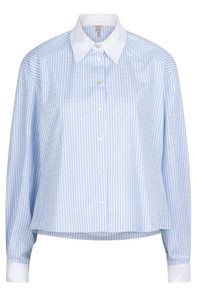 Esqualo SP25.10032 Striped Sparkle Blouse – Blue White