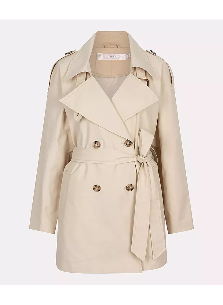 Esqualo SP25.37000 Tie Waist Trench Coat – Beige