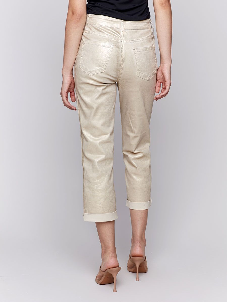 Charlie B C5631-618A Golden Foil Jeans – Natural Gold