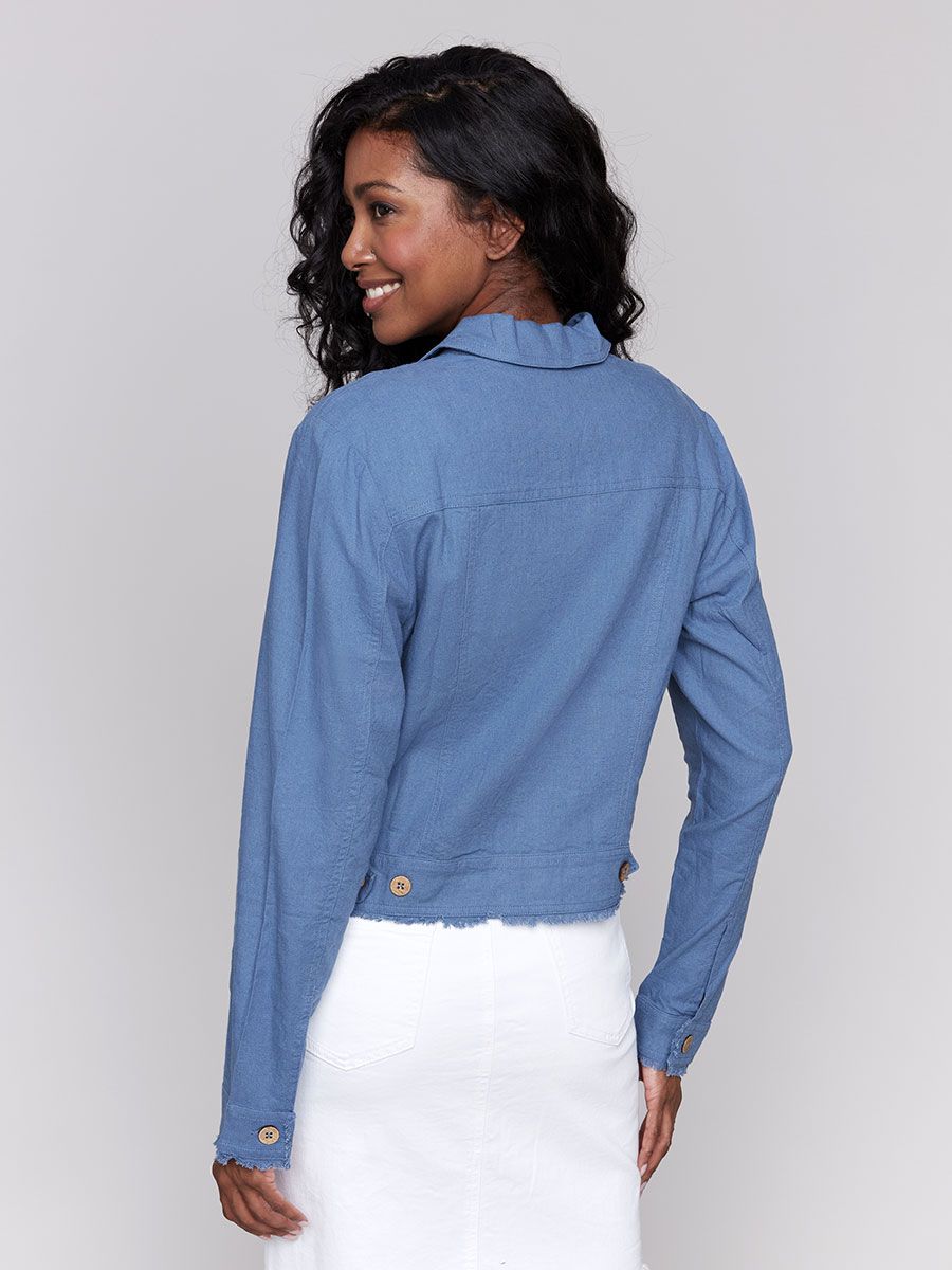 Charlie B C6199YP-229B Long Sleeve Buttoned Jacket – Blue Print