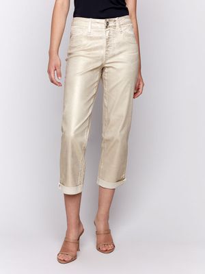 Charlie B C5631-618A Golden Foil Jeans /NATURAL GOLD
