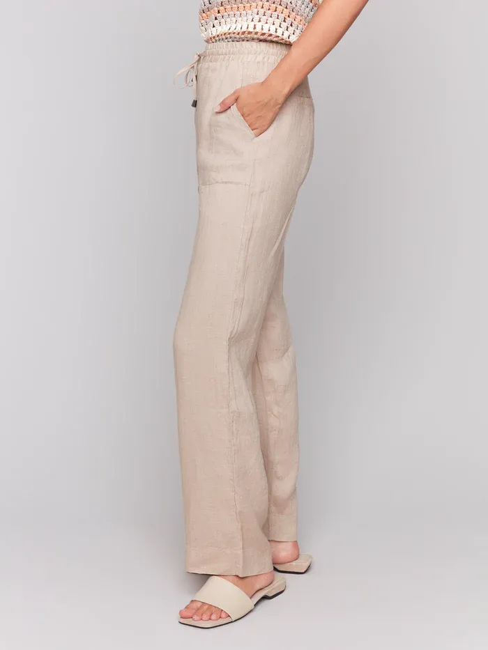 Charlie B C5655-293C Drawstring Loose Fit Pant – Biscuit Brown