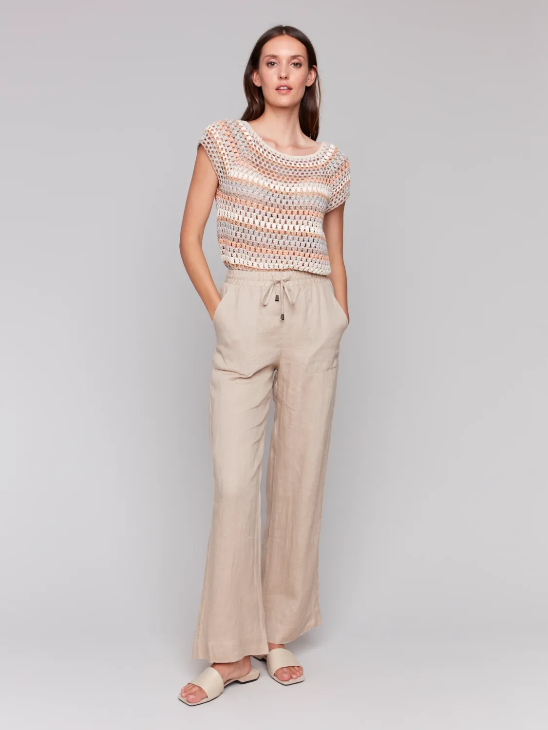 Charlie B C5655-293C Drawstring Loose Fit Pant – Biscuit Brown