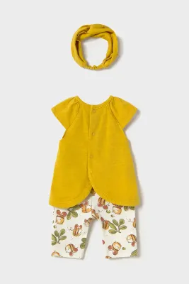 Mayoral 1763 SS Bee Top, Pant & Headband Set 3PC/OLIVA
